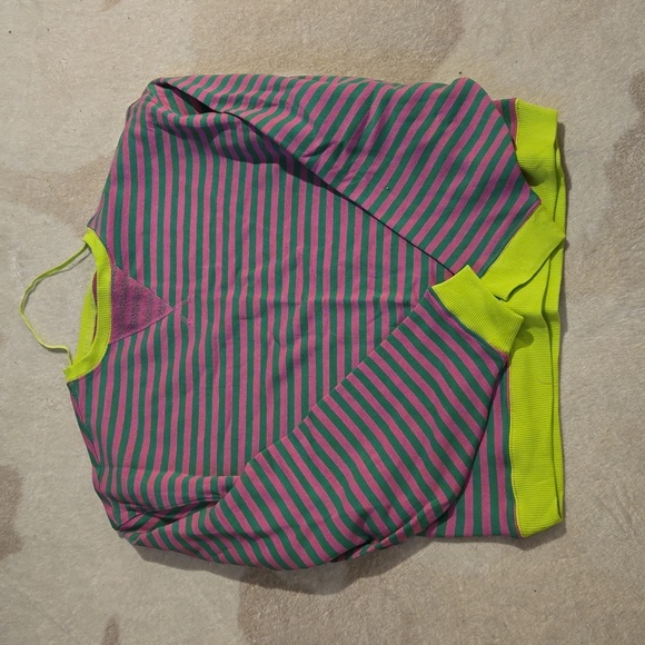 Free People Classic Striped Oversized Crewneck Sweatshirt  Sweater NEW! - Picture 4 of 7